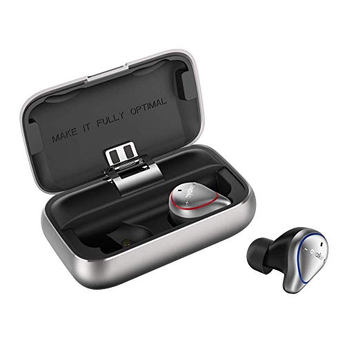 Ayake Silver O5 Bluetooth 5.0 Headphones Waterproof IPX7, True Wireless Earbuds Sports, Richer Bass HiFi Stereo in-Ear Earphones w/Mic, 7-9 Hours Playback Noise Cancelling Headsets (Auto-Pairing)