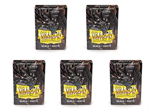5 Packs Dragon Shield Matte Mini Japanese Black 60 ct Card Sleeves Value Bundle!