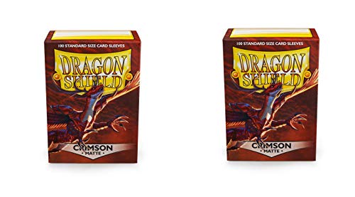 2 Packs Dragon Shield Matte Crimson Standard Size 100 ct Card Sleeves Value Bundle!