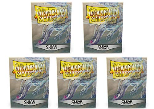 5 Packs Dragon Shield Classic Clear Standard Size 100 ct Card Sleeves Value Bundle!