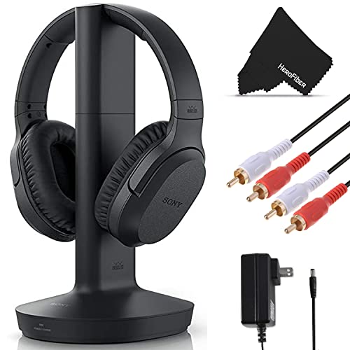 Sony Wireless Over-Ear Noise Reduction Headphones (WHRF400R) with Transmitter Dock (TMRRF400), Sony Rechargeable Battery Up to 20 Hours, Connecting Cables, AC Adaptor Cleaning Cloth, 150 ft Range