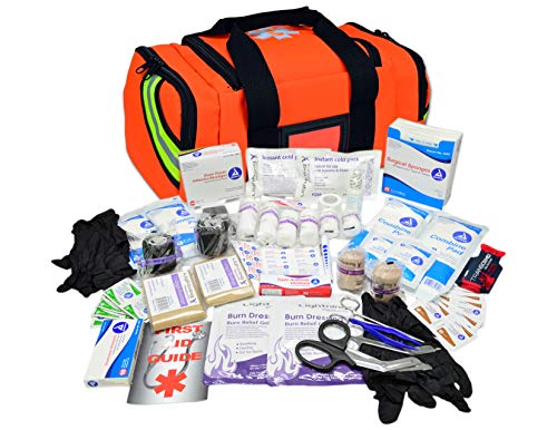 Lightning X Value Compact Medic First Responder EMS/EMT Stocked Trauma Bag w/Basic Fill Kit A – Orange