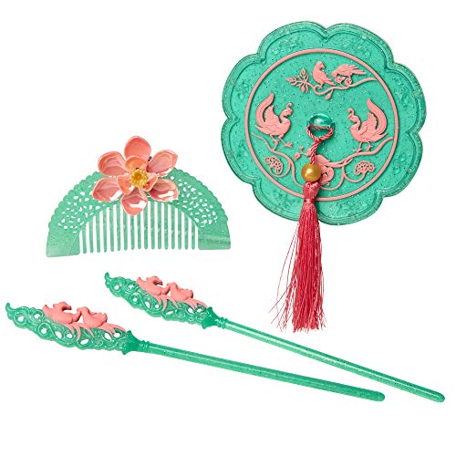 Disney Mulan Hair Accessory Set, Role Play Hair Accessory Pieces Include: Mirror, Hair Comb & Barrettes – for Girls Ages 3+