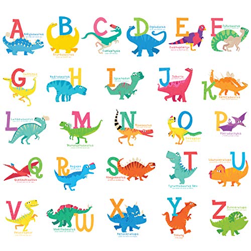 DECOWALL DS-8033 A-Z Dinosaur Alphabet (Small) Kids Wall Stickers Decals Peel and Stick Removable for Nursery Bedroom Living Room Art murals Decorations