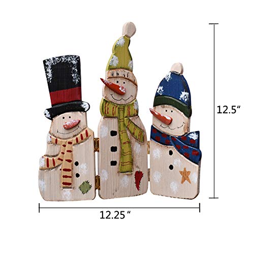 Wood Snowman Tabletop Decoration Triple Snowman Decorative Folding Screen Wooden Christmas Signs Holiday Centerpiece Home Xmas Decor | The Storepaperoomates Retail Market - Fast Affordable Shopping