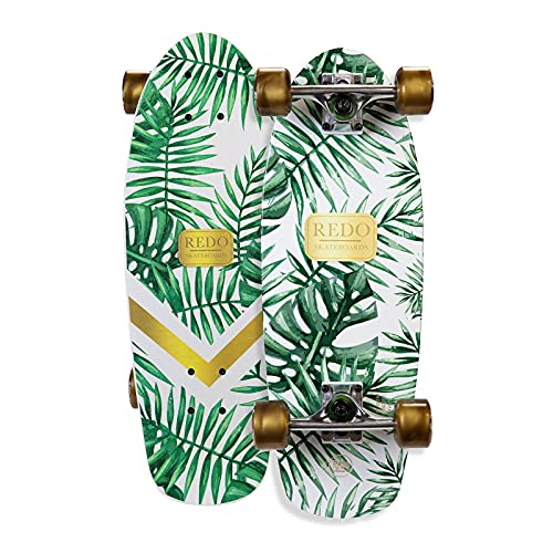 ReDo Skateboard 24″ x 7″ Shorty Green Palm Cruiser Complete Skateboard for Boys Girls Kids Teens