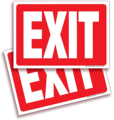iSYFIX Exit Signs Stickers – 2 Pack 10×7 Inch – Premium Self-Adhesive Vinyl, Laminated for Ultimate UV, Weather, Scratch, Water and Fade Resistance, Indoor and Outdoor