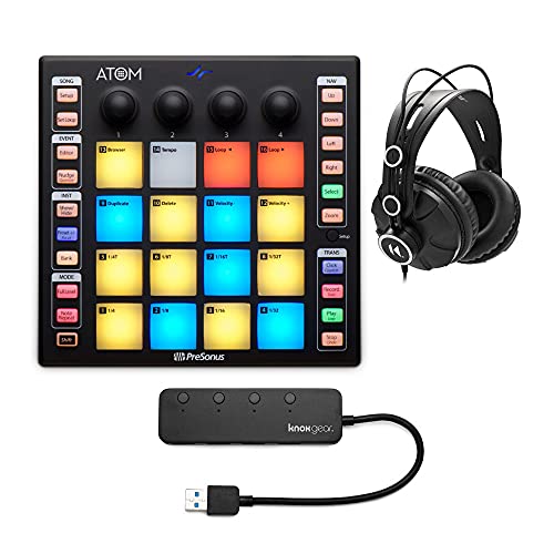 PreSonus ATOM USB 16-pad MIDI Controller with Headphones and 4-Port USB 3.0 HUB