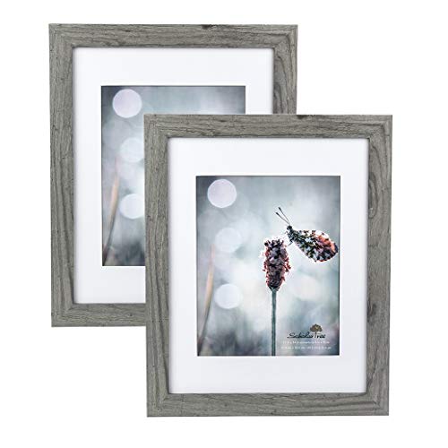 Scholartree Grey 11×14 Picture Frame set of 2,Display 11×14 without Mat or 8×10 with Mat，Wall Gallery Photo Frames
