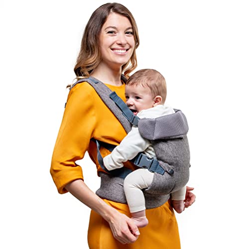 YOU+ME Baby Carrier Newborn to Toddler 4-in-1 Convertible Infant Carrier, 8-32 lbs. Includes 2-in-1 Bandana Bib (Grey Mesh)