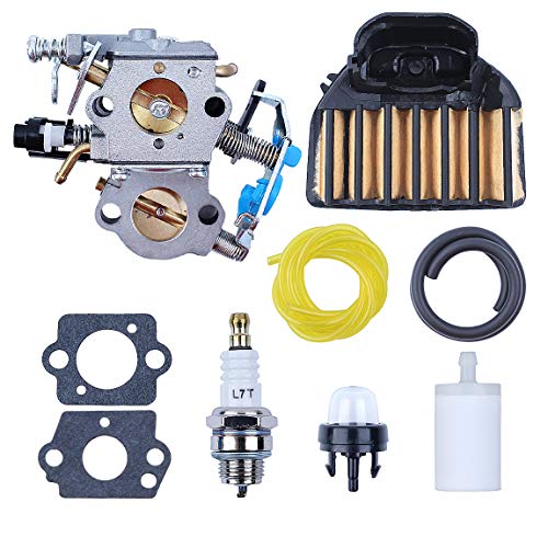 WTA-29 Carburetor with Air Filter Fuel Line Filter Spark Plug for Husqvarna 455E 455 Rancher 460 461 Gas Chainsaw