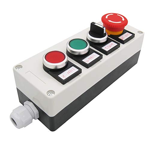 TWTADE/Red Green Momentary Switch, Red Mushroom Emergency Stop Latching Push Button Switch,3 Positions 2NO Latching Select Selector Switch Station Box (Quality Assurance for 3 Years) hz-11ZS-20X-GR