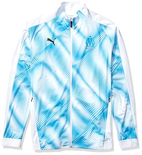 PUMA Mens Olympique de Marseille Licensed Stadium Jacket Small, PUMA White/Bleu Azure