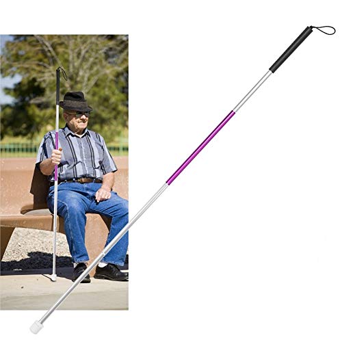 TMISHION Foldable Walking Stick Cane Reflective Anti-Shock Guide Crutch for Blind People Outdoor Hiking Cane for Men and Women Easy Adjustable Elder Stick with Soft Handle and Stable Holder