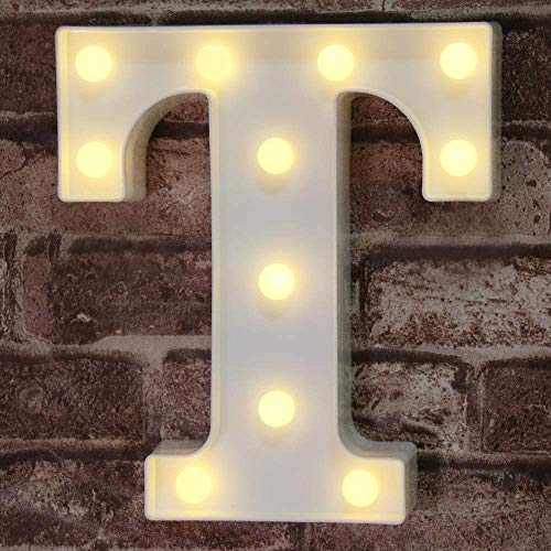 Pooqla LED Marquee Letter Lights Sign, Light Up Alphabet Letter for Home Party Wedding Decoration T