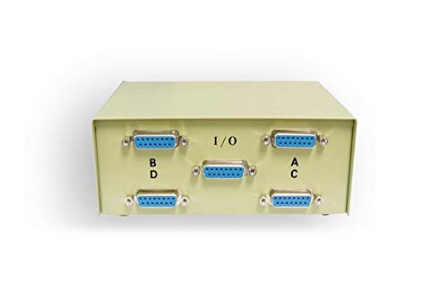 Kentek DB15 4 Way Manual Data Switch Box 15 Pin I/O ABCD Female Port for PC MAC Monitors MIDI Devices Peripherals