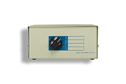 Kentek BNC 4 Way Manual Data Switch Box Female I/O ABCD Port for Coaxial BNC Interface Video Display Monitors