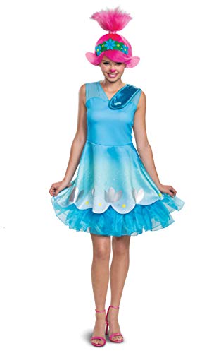 Disguise womens Poppy Costume, Official Trolls World Tour Movie and Headpiece Adult Sized Costumes, Blue, Small 4-6 US