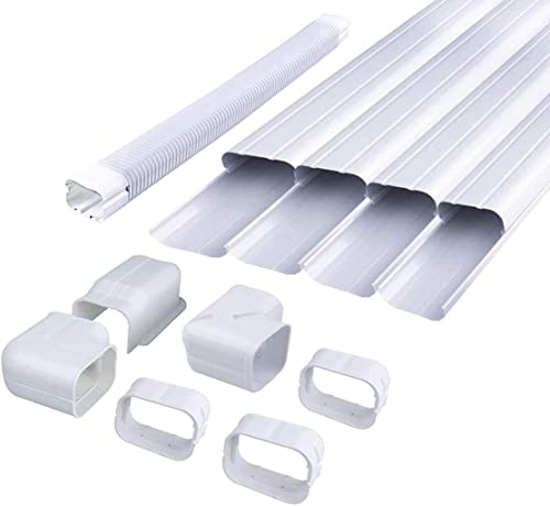 AC Parts 4″ W Decorative PVC Line Set Cover Tubing Kit for Central Air Conditioner, Heat Pump, Ductless Mini Split (4″ W 14Ft L)