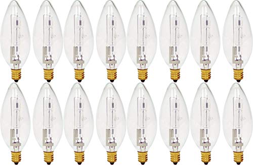 GE Lighting 60280 Energy-Efficient Crystal Clear 60-watt 750-Lumen Blunt Tip Light Bulb with Candelabra Base, 2-Pack (16 Bulbs)
