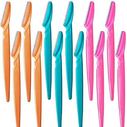 12 Pcs Face Razors for Women, Dermaplane Tool Eyebrow Razor for Trimming and Shaping, Multipurpose Exfoliating Women’s Facial Razors and Hair Shaper Remover Face Shavers Trimmer with Cover
