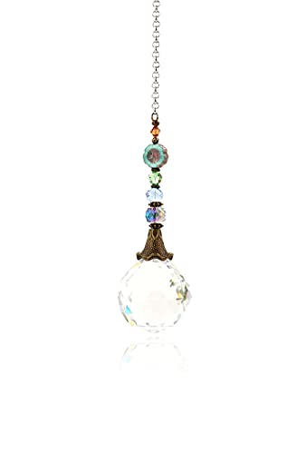 Handmade, Elegant LG Crystal SunCatcher (40mm) Crystal Hanging for Windows, Garden, Gift, Family, Friends, Mom, Aunt, Grandma (Qty of 1, Length: 14.25 inches) | 2 Dirty Birds Boutique
