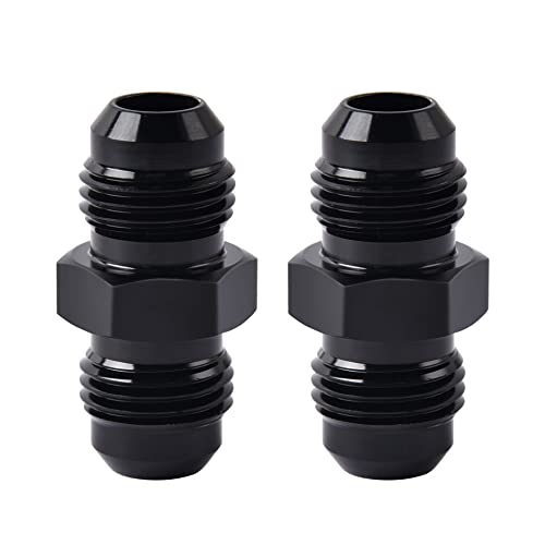 EVIL ENERGY 6AN Male to Male Flare Coupler Union Straight Fuel Hose Adapter Fitting Black 2PCS