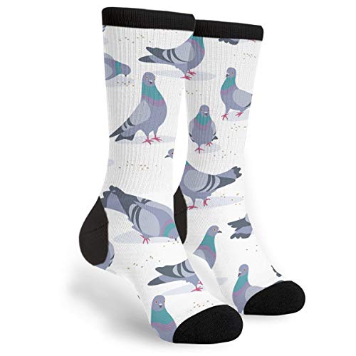 Women’s Men’s Fun Novelty Crazy Crew Socks Bluish Pigeons Dress Socks