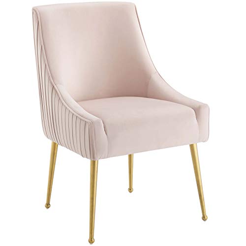 Modway Discern Pleated Back Upholstered Performance Velvet Dining Chair, Pink