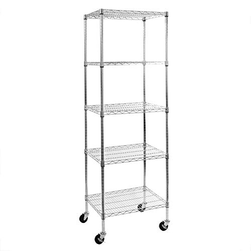 Apollo Hardware Commercial Grade Chrome 5-Shelf Wire Shelving 18″x24″x72″ with Caster