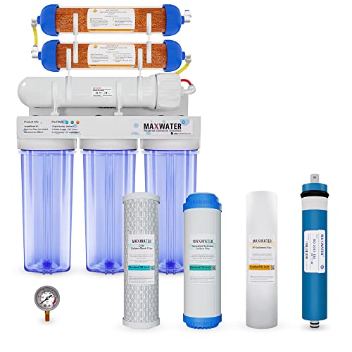Max Water 6 Stage 100 GPD (Gallon Per Day) RODI (Reverse Osmosis Deionization) Water Filtration System for Aquarium and Hydroponics