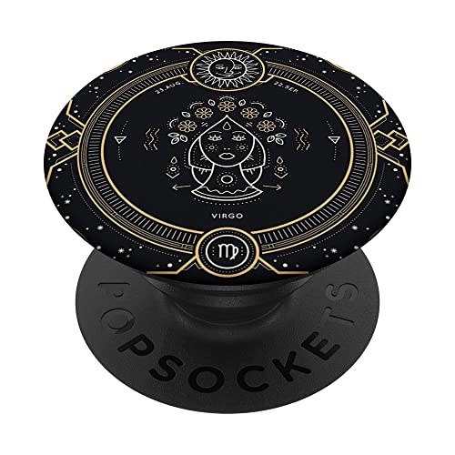 Virgo Zodiac Sign – Black and Gold Phone Accessory PopSockets Swappable PopGrip
