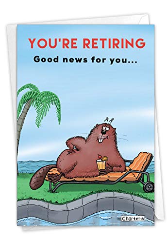 NobleWorks, Dam Shame – Pun Retirement Greeting Card from All of Us – Retirement Card for Coworker, Boss – Funny Farewell Otter C7267RTG-US
