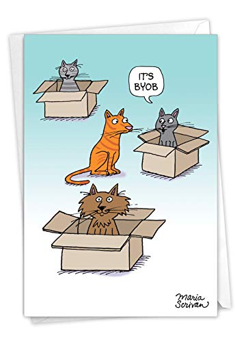 NobleWorks – 1 Happy Birthday Cartoon Greeting Card – Funny Notecard with Envelope, Comic Stationery – Bring Your Own Box C7278BDG