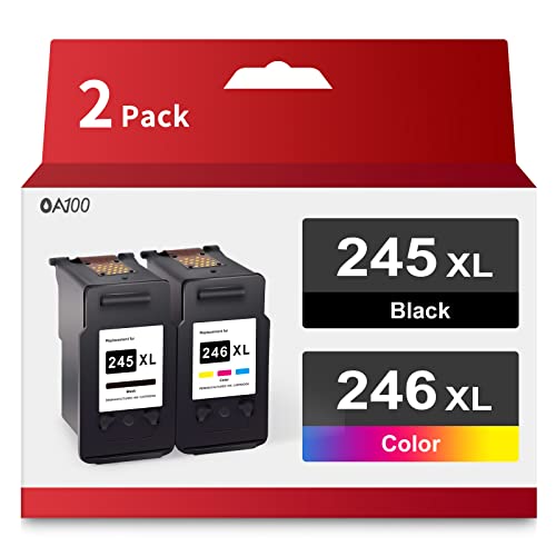 245XL 246XL OA100 Remanufactured Ink Cartridges Replacement for Canon 245 246 PG 245XL for Pixma MX490 TR4520 TS3122 MG2522 TS3322 MX492 TR4522 MG2500 TR4500 TS3300 MG2922 (1 Black, 1 Tri-Color) 245XL