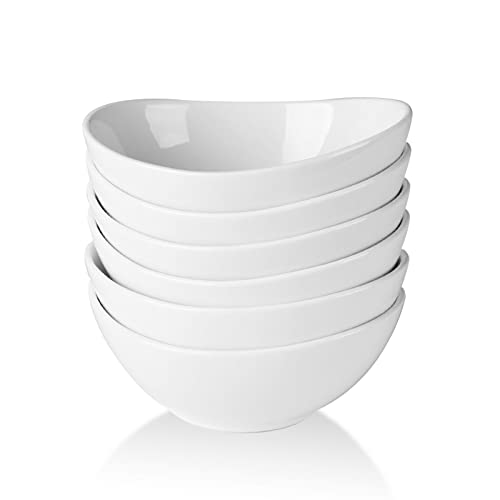 amhomel Ceramic Bowls, 10 Ounce for Dessert, Ice Cream and Condiments, Small Bowls for Side Dishes, Small Soup Bowls, Chip Resistant, Dishwasher and Microwave Safe, Set of 6(White, 5 Inch)