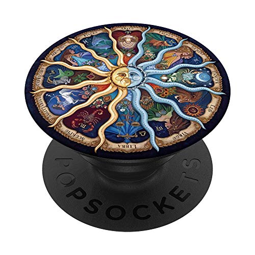 Zodiac Astrology Wheel Star Sign Symbol Astrology Birth Grip PopSockets PopGrip: Swappable Grip for Phones & Tablets