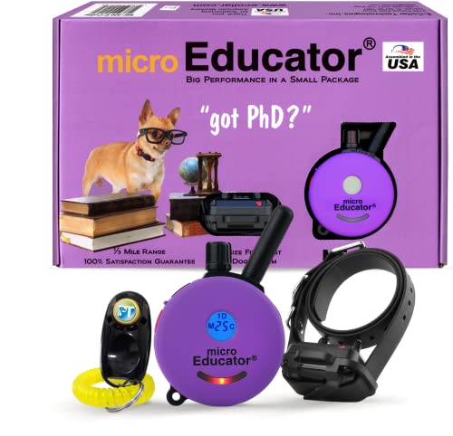 Micro Educator ME-300-1/3 Mile Ecollar Dog Training Collar with Remote for Small, Medium, and Large Dogs – Static, Vibration & Tone Electric Training Collar for Dogs by E-Collar Technologies