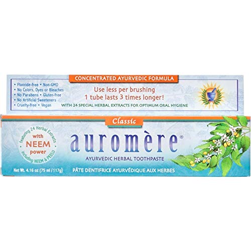 Auromere Ayurvedic Herbal Toothpaste, Classic Licorice – With Neem & Peelu, Natural Toothpaste, Non-GMO, Fluoride Free Toothpaste, Vegan, Cruelty-Free, Lasts 3x Longer than Regular Toothpaste – 6 Pack