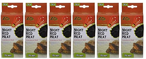 Zilla Incandescent Night Red Heat Bulb for Reptiles 75 Watt – Pack of 6