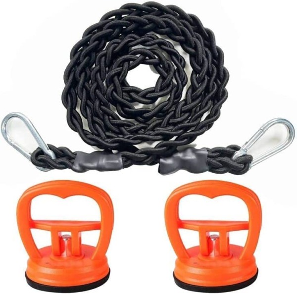 Braided Elastic Cord Travel Clothesline Travel Bungee Cord Laundry Clothesline (with 2 Strong Suction Cups) – Secures to Wall or Tile with Extra Large Suction Cups | Secures to Tree or on a Pole