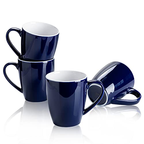 Sweese 601.403 Porcelain Mugs – 16 Ounce (Top to the Rim) for Coffee, Tea, Cocoa, Set of 4, Navy