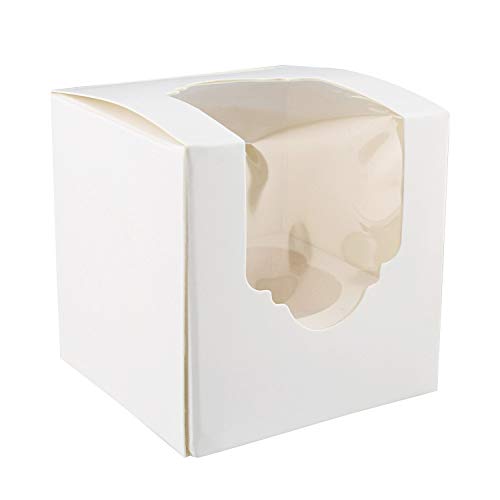 Spec101 Mini Cupcake Holders – 50 Pk Individual Cupcake Boxes with Inserts, 2.5 Inch To Go Cupcake Containers, White