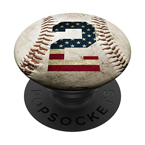 Baseball number 2 with American USA flag phone stand PopSockets PopGrip: Swappable Grip for Phones & Tablets