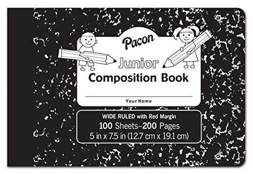 Pacon Junior Composition Book, 3/8″ Ruled 5″ x 7-1/2″, 100 White Sheets , 6 Count