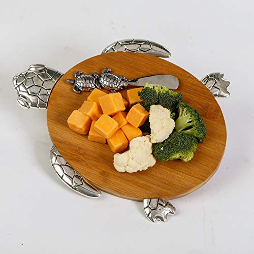 Picnic Plus Turtle Acacia Wood Cheese & Serving Board with Matching Cheese Knife (Turtle)