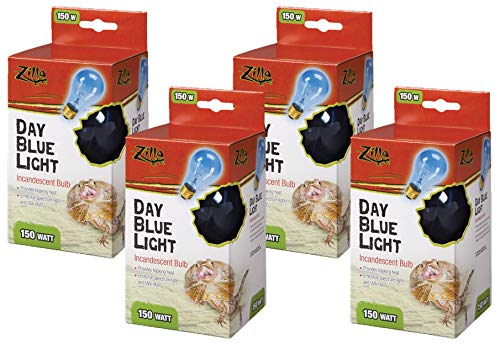 Zilla Incandescent Day Blue Light Bulb for Reptiles 150 Watt – Pack of 4