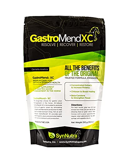 GastroMend XC, 100% Natural Equine Stomach Health for Horses, Promotes Healing & Prevention of Gastric Ulcers, Highly Potent & Effective, Supports Gastric and Hindgut Health, 30 Servings, Made in USA