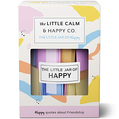 The Little Calm and Happy Company Happy Friendship Quotes Jar (30 Notes) Fun, Inspirational, Motivational Messages | Cute, Colorful Paper Slip Notes | Incl. Gift Box