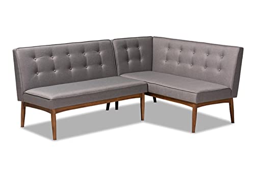 Baxton Studio Arvid Modern 2-Piece Wood Dining Corner Sofa Bench in Gray Finish